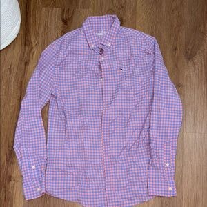 Vineyard Vines Boys Performance Pink and Blue Checkered Shirt